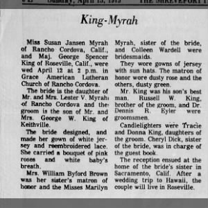 Marriage of Myrah / King