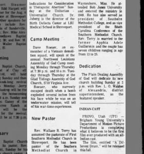 Daddy -- new pastor Shreveport, August 1975